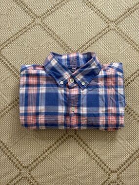 Vineyard Vines Plaid Murray Shirt - Blue & Orange men’s small